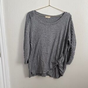 Chic Gray Lace Sleeve Top